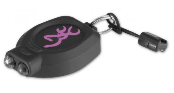 Image of Browning Zipper Pull Keychain Light 1 White LED 13 Lumens, 1 Green LED 6 Lumens,Minnow Folding Pocketknife,Pink/Black 3710063
