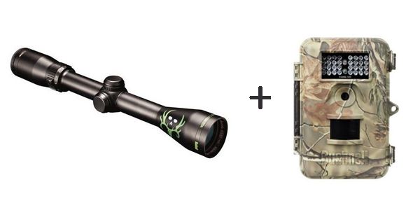 Image of Bushnell Bone Collector 3-9x40 Rifle Scope, Matte Black, Multi-X Reticle w/ 8MP Trophy Cam Night Vision Trail Camera 733960BC-KIT2