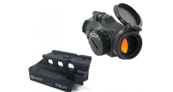 Image of Aimpoint Micro T-2 Red Dot Sight, 1x18mm, 2 MOA, KDG Sidelock Mount, Black, 200180-KIT1