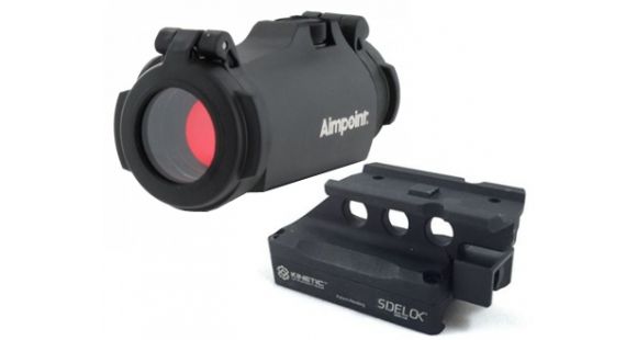 Image of Aimpoint Micro H-2 Red Dot Reflex Sight, 2 MOA Dot Reticle, w/ SIDELOK Mount, Black, Semi Matte, Anodized, 200186-KIT1
