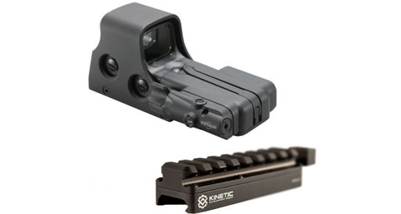 Image of EOTech Holographic Sight with Laser Battery Cap 65 MOA Ring-1 MOA Dot 512.LBC w/ Kinetic Development Group SIDELOK Universal Scope Riser