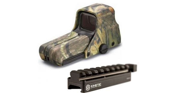 Image of EOTech 512 Holographic Red Dot Sight Aiming Dot Reticle, Mossy Oak Camo w/ Kinetic Development Group SIDELOK Universal Scope Riser