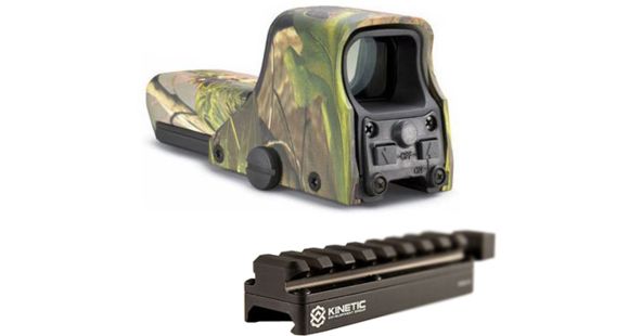 Image of EOTech 512 Red Dot Sight Aiming Dot Reticle, Real Tree Camo w/ Kinetic Development Group SIDELOK Universal Scope Riser