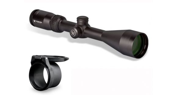 Image of Vortex Crossfire II 3-9x50 mm Rifle Scope, 1 in Tube, Second Focal Plane, Black, Hard Anodized, Non-Illuminated Dead-Hold BDC Reticle, MOA Adjustment, w/ Vortex Defender Flip Cap, CF2-31011-KIT1