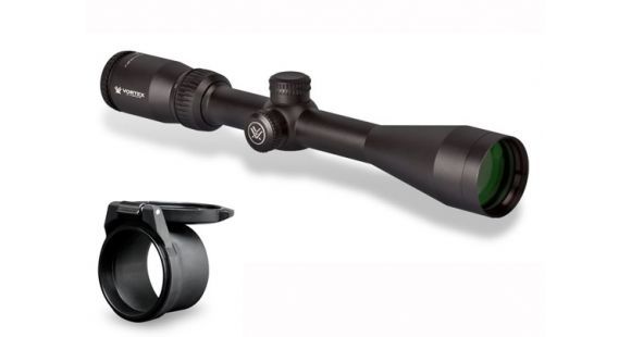 Image of Vortex Crossfire II Rifle Scope, 4-12x44mm, 1 in Tube, Second Focal Plane, Non-Illuminated Dead-Hold BDC Reticle, Black Hard Anodized, w/ Vortex Defender Flip Cap, CF2-31015-KIT1