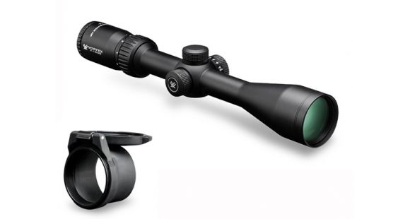 Image of Vortex Diamondback HP 3-12x42mm Rifle Scope w/ Dead-Hold BDC Reticle, Black DBK-10015 w/Vortex Defender Flip Cap Objective Lens 44,48-53 mm, Black O-44