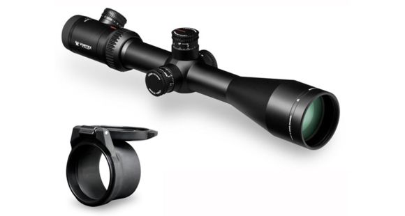 Image of Vortex Viper PST 4-16x50 FFP Rifle Scope with EBR-1 MOA Reticle w/Vortex Defender Flip Cap Objective Lens 50,55-59 mm, Black O-50