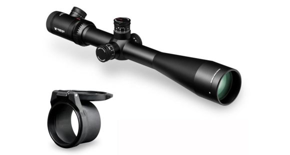 Image of Vortex Viper PST 6-24x50mm FFP Rifle Scope w/ EBR-2C MOA Reticle, Black PST-43127 w/Vortex Defender Flip Cap Objective Lens 50,55-59 mm, Black O-50