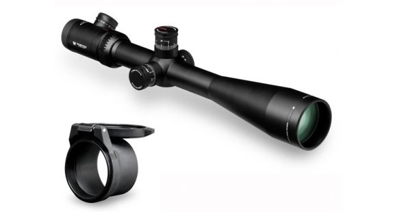 Image of Vortex Viper PST 6-24x50 FFP Rifle Scope with EBR-1 MRAD Reticle w/Vortex Defender Flip Cap Objective Lens 50,55-59 mm, Black O-50