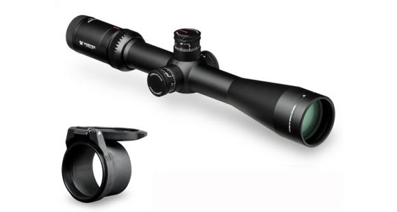 Image of Vortex Viper HS-T 4-16x44 mm Rifle Scope, 30 mm Tube, Second Focal Plane, Black, Hard Anodized, Non-Illuminated VMR-1 MRAD Reticle, Mil Rad Adjustment, w/ Vortex Defender Flip Cap, VHS-4308-KIT1