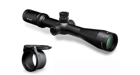 Image of Vortex Viper HS-T 4-16x44 mm Rifle Scope, 30 mm Tube, Second Focal Plane, Black, Hard Anodized, Non-Illuminated VMR-1 MOA Reticle, MOA Adjustment, w/ Vortex Defender Flip Cap, VHS-4309-KIT1