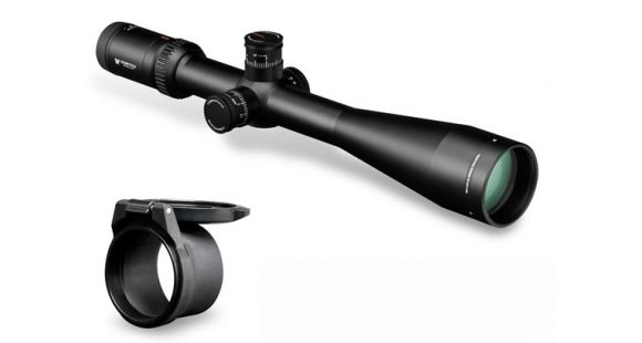 Image of Vortex Viper HS-T 6-24x50 mm Rifle Scope, 30 mm Tube, Second Focal Plane, Black, Hard Anodized, Non-Illuminated VMR-1 MRAD Reticle, Mil Rad Adjustment, w/ Vortex Defender Flip Cap, VHS-4310-KIT1