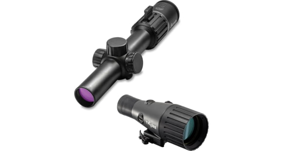 Image of Burris RT-6 1-6x24 mm Rifle Scope, 30mm Tube, Second Focal Plane, Red Ballistic AR 5X Reticle, Matte, Black, TRYBE Optics Enhancer Rifle Scope Magnification Quadrupler, 200472-KIT2