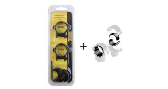Image of Burris Signature Zee Rings 1 Inch, Medium, Black, w/ Burris 1 Inch Signature Posi-Align Offset Insert Kit, 420520-KIT