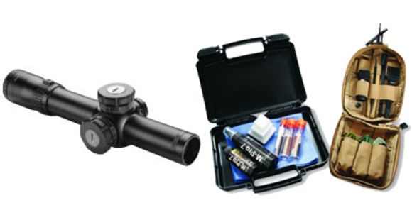 Image of Bushnell 1-8.5x24mm SMRS Elite Tactical 34mm Tube Rifle Scope, Matte Black w/ Illuminated BTR-2 Reticle ET18524 and M Pro 7 Garrison Cleaning Kit 070-1507