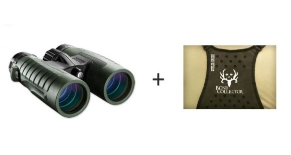 Image of Bushnell 10x42 Bone Collector Roof Prism Binoculars, Green w/ Butler Creek Bino Harness 234210-KIT1