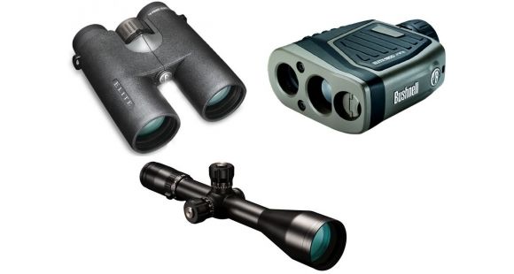 Image of Bushnell Elite Package - Bushnell Elite Tactical 6-24x50 MilDot Reticle Waterproof Rifle Scope, Matte Black ET6245 w/ Bushnell Elite Rangefinder 205110 and Binocular 620142ED