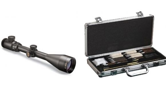 Image of Bushnell Matte 4-16x40 Illuminated CF 500 Banner Rifle Scope, Matte Black, Box 614164B and Hoppes Deluxe Gun Cleaning Accessory Kit