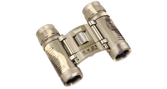 Image of Bushnell Powerview 8x21 Roof Prism Fully Coated Binoculars, Camo, Clam Pack - 132515c