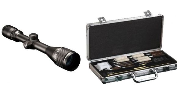 Image of Bushnell Trophy XLT 4-12x40 Waterproof Rifle Scope, Matte Black, Multi-X Reticle 734120 and Hoppes Deluxe Gun Cleaning Accessory Kit