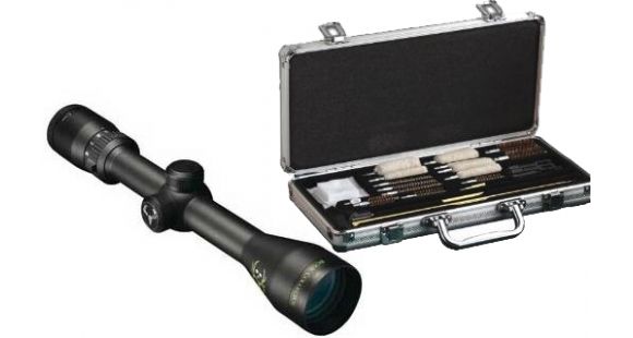 Image of Bushnell Trophy XLT 6-18x40 Multi-X Reticle Adjustable Objective Matte Rifle Scope, Box 736189 and Hoppes Deluxe Gun Cleaning Accessory Kit