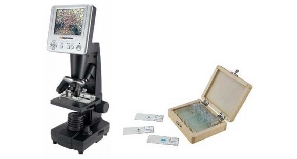 Image of Celestron LCD Digital Microscope and Celestron 25pc Prepared Slides 44340-KIT