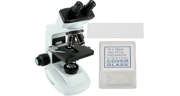 Image of Celestron Professional Compound Microscope 44108 with Celestron 72 Piece Slides 44416 and Celestron Cover Slips - 44418