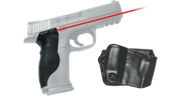 Image of Crimson Trace M&amp;P Full-Size Rear Activation Laser Pistol Grip, GOULD, Grip and Leather Holster Combo LG-660H GOULD