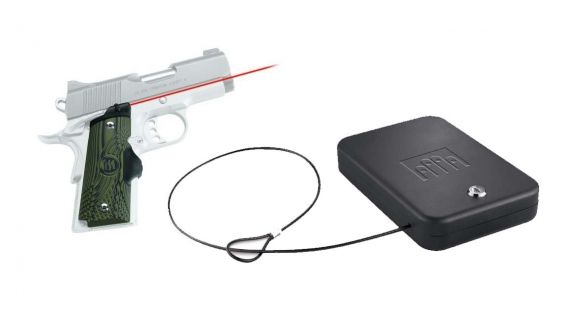 Image of Crimson Trace Master Series Red Laser Sight Grip for 1911 Compact Handguns w/ Green Finish &amp; Nanovault NV 200 Hand Gun Safe