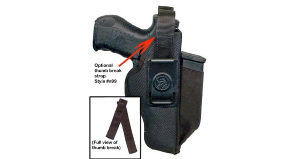 Image of DeSantis Thumb Break Strap for N87, Marking Codes D6, E1, LA, LS, MA, SR, 77, 88, Ambidextrous, Nylon, Black, N99BJG2Z0