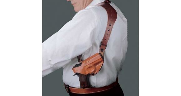 Image of DeSantis C.E.O. Shoulder Rig Holster for Sig Sauer P320 and P250 Compact Carry w/ Half Harness, RH, Tan