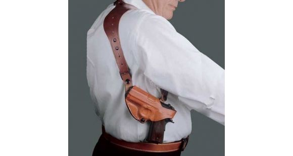 Image of DeSantis C.E.O. Shoulder Rig Holster for Sig Sauer P320 and P250 Compact Carry w/ Half Harness, LH, Tan