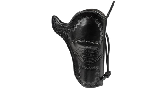 Image of DeSantis Doc Holliday Cross Draw Leather Belt Holster, Colt SAA 4 3/4in, Ruger Vaquero 4 5/8in, Left Hand, Lined, Black, 083BD54Z0