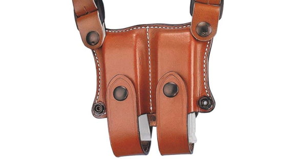 Image of DeSantis Double Magazine Pouch for Shoulder Rigs, Single Stack 10mm/45cal, Ambidextrous, Plain, Tan, A24TJLLZ0