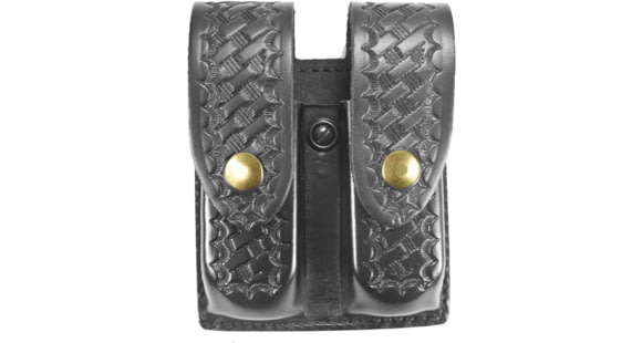 Image of DeSantis Double Magazine Pouches, Glock 20, 21, 21SF, H&amp;K USP 45, Brass Snap Closure, Ambidextrous, Basketweave, Black, U41BLNNZ2
