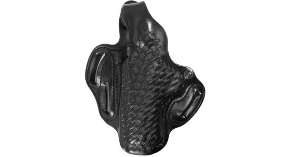 Image of DeSantis Thumb Break Scabbard Holster, 2 Slot, Smith Wesson K-10, 13, 15, 19, 65, 66 2in., Left, Black, Unlined, Basketweave