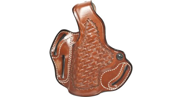 Image of DeSantis Thumb Break Scabbard Holster, 3 Slot, Smith Wesson Bodyguard 2in. Barrel w/ Insight Laser, Left, Tan, Unlined, Basketweave