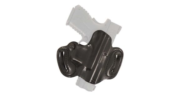 Image of DeSantis Mini Slide Leather Belt Holster, Smith &amp; Wesson M&amp;P 45 Shield M2.0 w/ Laser, Right Hand, Plain, Black, 086BA0MZ0