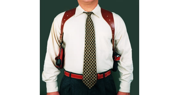 Image of DeSantis New York Undercover Shoulder Holster - Left, Tan w/ Double Mag Pouch 11DTBM9G0 - S&amp;W M&amp;P 9/40, M&amp;P COMPACT 9/40