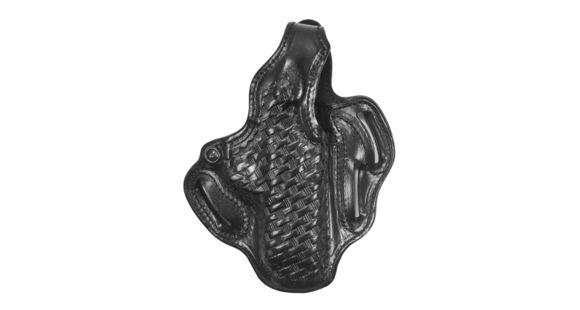 Image of DeSantis Thumb Break Scabbard Holster, 2 Slot, Smith Wesson 10, 13, 15, 19, 65, 66 4in., Left, Black, Lined, Basketweave
