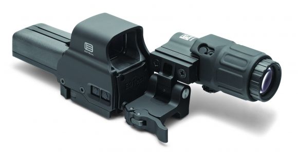 Image of EOTech Holographic Hybrid Sight III Complete System Includes 518-2 Hws, G33 Magnifier And Sts Switch To Side Mount With Quick Detach, HHS III w/ Laser Battery Cap LBC