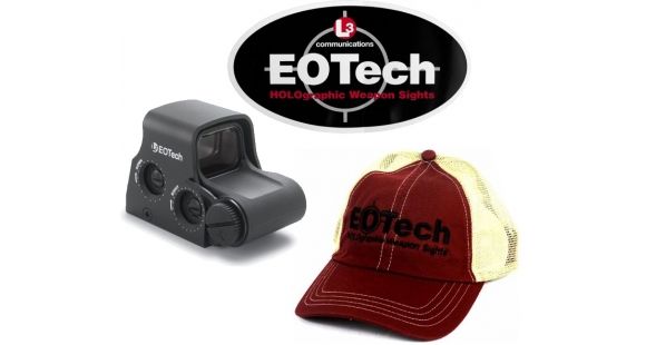 Image of EOTech Transverse Red Dot Sight, Black, Circle-1-Dot Reticle - KIT w/ EOTech Trucker Hat &amp; Sticker XPS2-0-KIT2