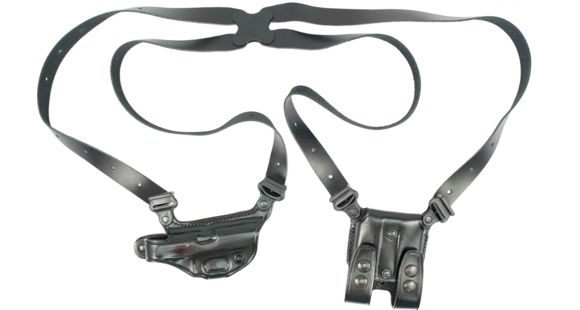 Image of Galco Miami Classic Shoulder Handgun System Leather Holster, Walther PPK/S/Walther PP/Walther PPK/E, Right Hand, Plain, Black, MC204B
