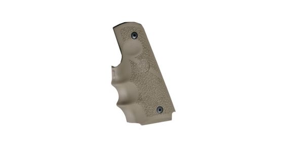Image of Hogue 1911 Govt. Laser Enhanced Grip, Green Laser, Govt. 1911 Model Rubber Grip, with Finger Grooves Dark Earth, Earth, 45983