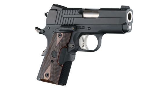 Image of Hogue 1911 Officers Laser Enhanced Grip, Green Laser, Checkered, Reinforced Walnut, Walnut, 43481