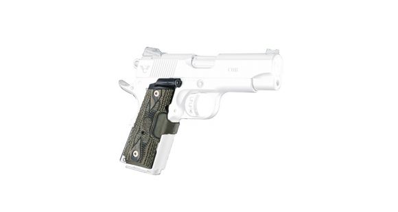 Image of Hogue 1911 Officers Laser Enhanced Grip, Green Laser, Piranha Grip, G10 - G-Mascus, Green, 43182