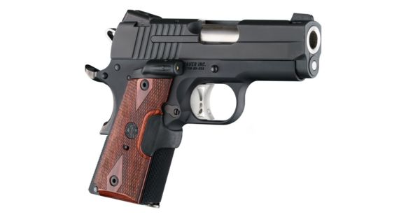 Image of Hogue 1911 Officers Laser Enhanced Grip, Red Laser, Checkered, Reinforced Rosewood, Rosewood, 43580