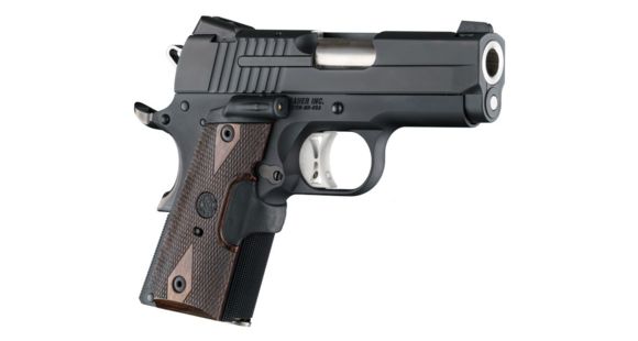 Image of Hogue 1911 Officers Laser Enhanced Grip, Red Laser, Checkered, Reinforced Walnut, Walnut, 43480