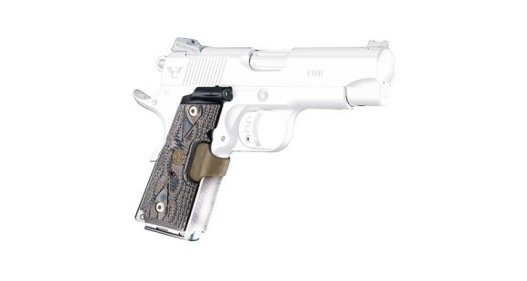 Image of Hogue 1911 Officers Laser Enhanced Grip, Red Laser, Piranha Grip, G10 - G-Mascus, Earth, 43183
