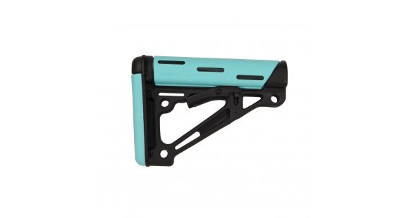 Image of Hogue AR-15/M-16 OverMolded Collapsible Buttstock - Fits Mil-Spec Buffer Tube, Rubber, Aqua, 13440
